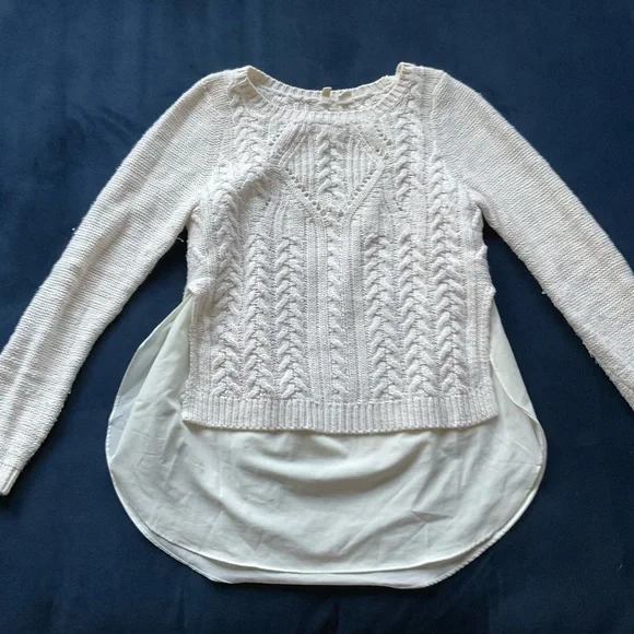 Anthropologie Moth Layered Cable Knit Ella Sweater in‎ Ivory - Picture 3 of 8